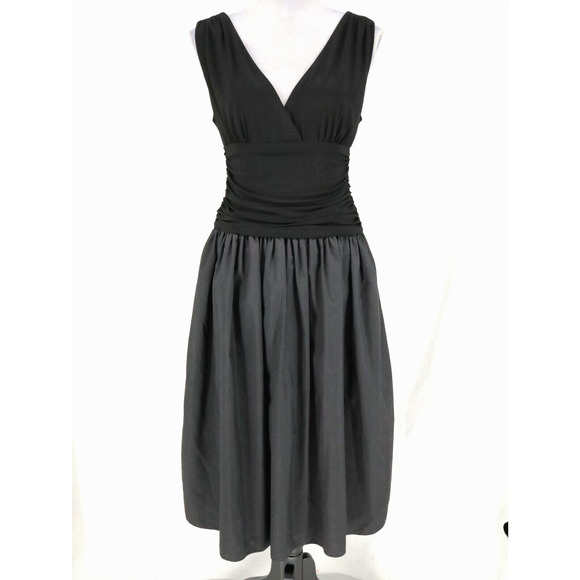 Eliza J Dresses & Skirts - Eliza J Dress Womens 12 Black Stretch Knit Top Taffeta Skirt Lined Ruched Waist